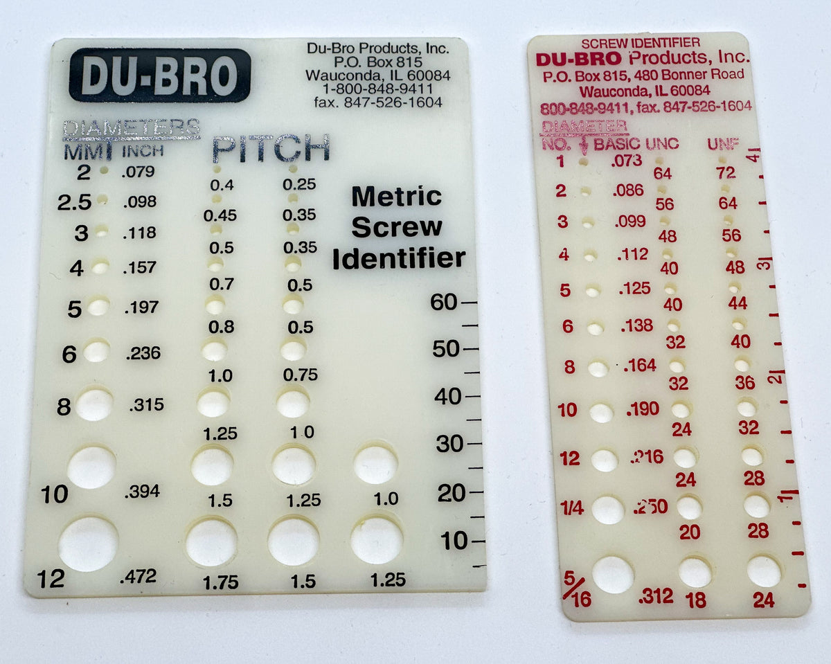 Vintage DU-BRO Screw Identifiers | RC Hardware Sizing Tool – DU-BRO RC